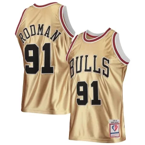 Magnifico Dennis Rodman Chicago Bulls 75th Anniversary 1997/98 Hardwood Classics Swingman Jersey Gold