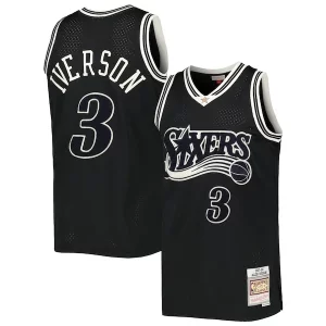 Fantastico Allen Iverson Philadelphia 76ers Hardwood Classics Off Court Swingman Jersey Black