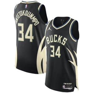 Cool Gorgeous Giannis Antetokounmpo Milwaukee Bucks Jordan Brand Authentic Player Jersey Statement Edition Black