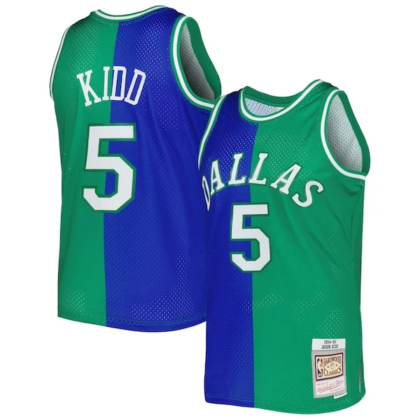 Gorgeous Ottimo Jason Kidd Dallas Mavericks Hardwood Classics 1994/95 Split Swingman Jersey Blue/Green