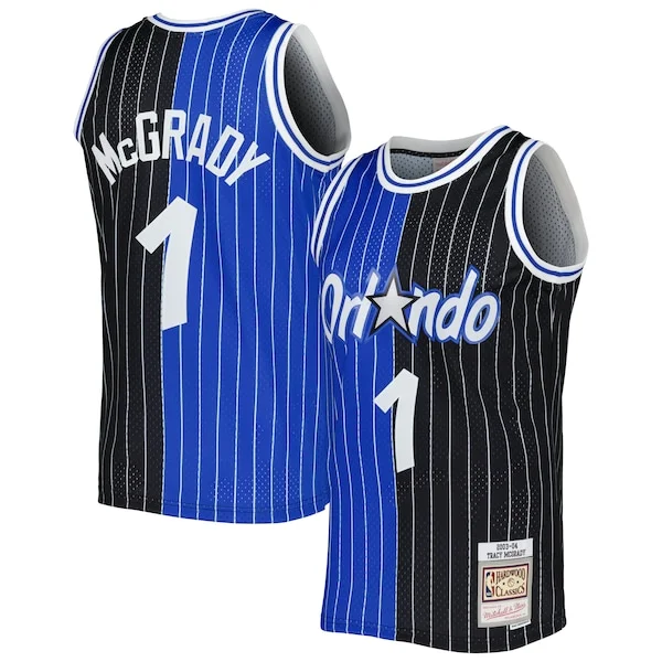 Attraente Robusto Sofisticato Tracy McGrady Orlando Magic Hardwood Classics 2003/04 Split Swingman Jersey Blue/Black