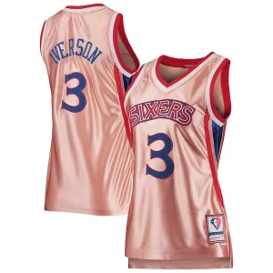 Gorgeous Fantastico Splendido Allen Iverson Philadelphia 76ers Women's 75th Anniversary Rose Gold 1996 Swingman Jersey Pink
