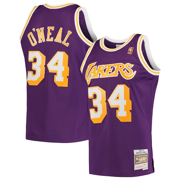 Versatile Shaquille O'Neal Los Angeles Lakers Hardwood Classics Swingman Jersey Purple/Royal/Gold
