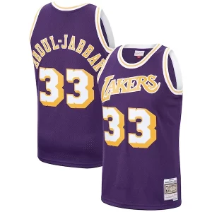 Ottimo Carino Kareem Abdul Jabbar Los Angeles Lakers Hardwood Classics Swingman Jersey Purple/Gold