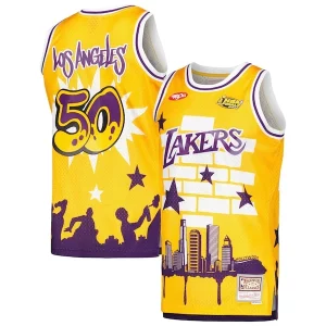 Fascinante Los Angeles Lakers x Tats Cru Hardwood Classics Fashion Jersey Gold