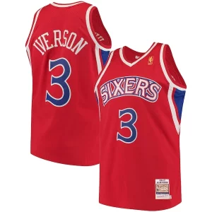 Fascinante Sofisticato Moderno Allen Iverson Philadelphia 76ers 1996/97 Hardwood Classics Authentic Jersey Red/Black/White