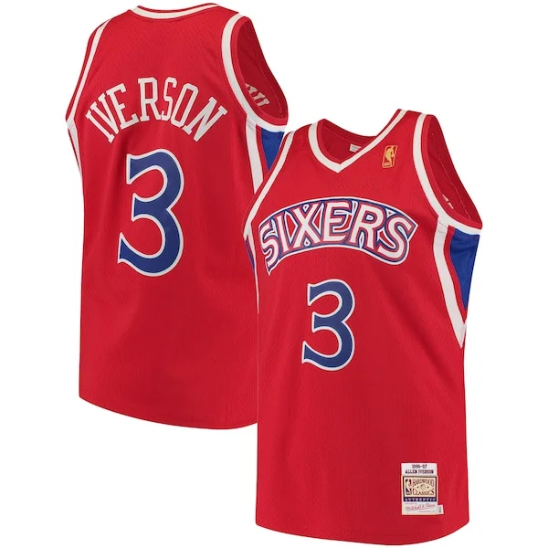 Fascinante Sofisticato Moderno Allen Iverson Philadelphia 76ers 1996/97 Hardwood Classics Authentic Jersey Red/Black/White