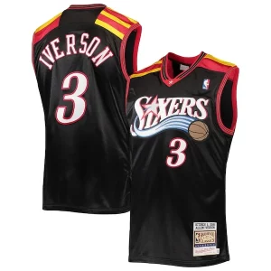 Gorgeous Accattivante Allen Iverson Philadelphia 76ers 2006 Hardwood Classics Authentic Jersey Black/Red/White