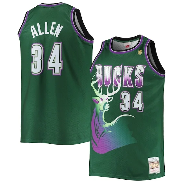 Ottimo Duraturo Ray Allen Milwaukee Bucks Big & Tall 1996/97 Hardwood Classics Swingman Jersey Hunter Green