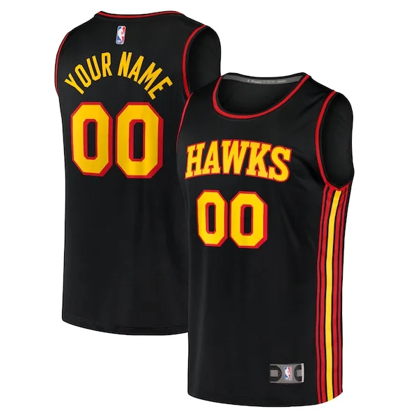 Accattivante Carino Duraturo Atlanta Hawks Youth Custom Fast Break Replica Jersey Black Statement Edition