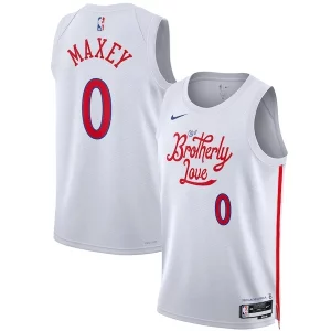 Delizioso Tyrese Maxey Philadelphia 76ers Nike Unisex 2022/23 Swingman Jersey City Edition White