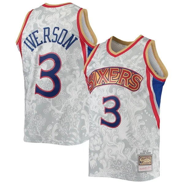 Ottimo Fantastico Allen Iverson Philadelphia 76ers Hardwood Classics 1996/97 Lunar New Year Swingman Jersey White