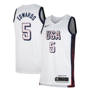 Incantevole Anthony Edwards Unisex Nike Men's USA Basketball 2024 Swingman Player Jersey White