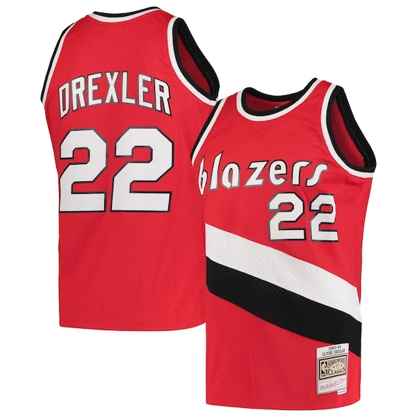 Eccezionale Bellissimo Magnifico Clyde Drexler Portland Trail Blazers 1983/84 Hardwood Classics Swingman Jersey Red