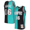 Moderno Pau Gasol Memphis Grizzlies Hardwood Classics 2001/02 Split Swingman Jersey Black/Turquoise