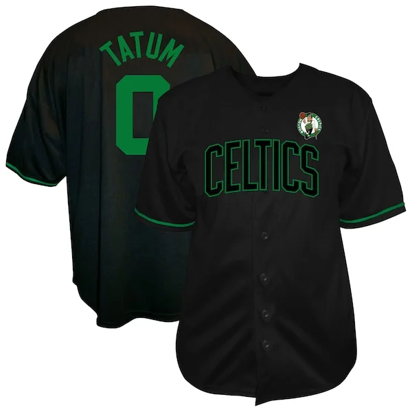 Magnifico Jayson Tatum Boston Celtics Profile Big & Tall Name & Number Button Up Jersey Black