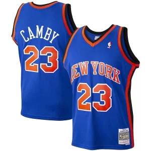 Ottimo Lussuoso Marcus Camby New York Knicks 1998/99 Hardwood Classics Swingman Jersey Blue