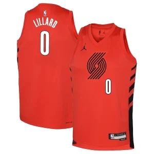 Pratico Raffinato Incantevole Damian Lillard Portland Trail Blazers Jordan Brand Youth Swingman Jersey Statement Edition Red