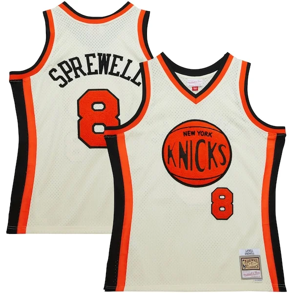 Gorgeous Prestigioso Carino Latrell Sprewell New York Knicks Chainstitch Swingman Jersey Cream