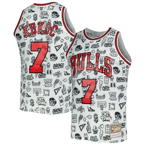 Splendido Eccezionale Toni Kukoc Chicago Bulls 1997/98 Hardwood Classics Doodle Swingman Jersey White