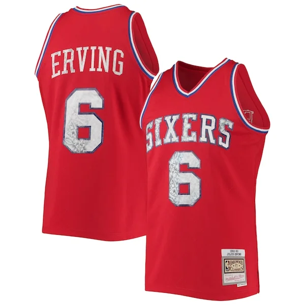 Attraente Versatile Julius Erving Philadelphia 76ers 1982/83 Hardwood Classics NBA 75th Anniversary Diamond Swingman Jersey Red