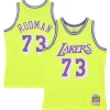 Splendido Delizioso Fantastico Dennis Rodman Los Angeles Lakers Hardwood Classics 1998/99 Tropical Swingman Jersey Neon Yellow