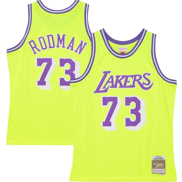Splendido Delizioso Fantastico Dennis Rodman Los Angeles Lakers Hardwood Classics 1998/99 Tropical Swingman Jersey Neon Yellow