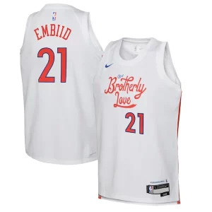 Cool Joel Embiid Philadelphia 76ers Nike Youth 2022/23 Swingman Jersey City Edition White