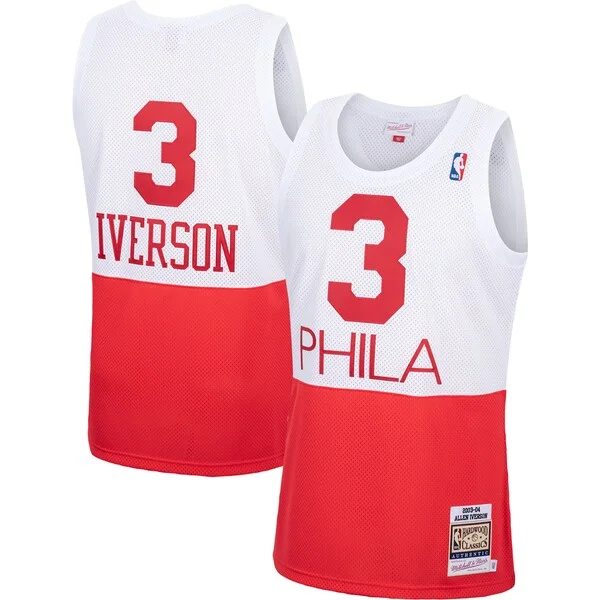 Carino Lussuoso Meraviglioso Allen Iverson Philadelphia 76ers 2003/04 Hardwood Classics Authentic Jersey White/Black/Red