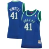 Accattivante Dirk Nowitzki Dallas Mavericks Women's Hardwood Classics Swingman Jersey Blue