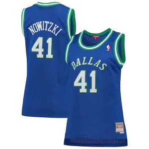 Accattivante Dirk Nowitzki Dallas Mavericks Women's Hardwood Classics Swingman Jersey Blue