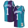 Gorgeous Attraente Muggsy Bogues Charlotte Hornets Hardwood Classics 1992/93 Split Swingman Jersey Teal/Purple