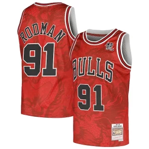Carino Comodo Dennis Rodman Chicago Bulls 1997/98 Hardwood Classics Asian Heritage 6.0 Swingman Throwback Player Jersey Red