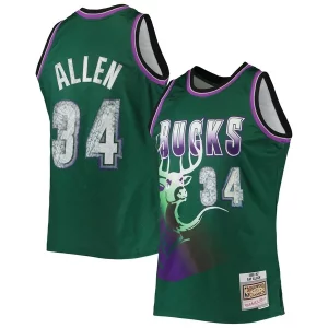 Cool Eccezionale Comodo Ray Allen Milwaukee Bucks 1996/97 Hardwood Classics NBA 75th Anniversary Diamond Swingman Jersey Green