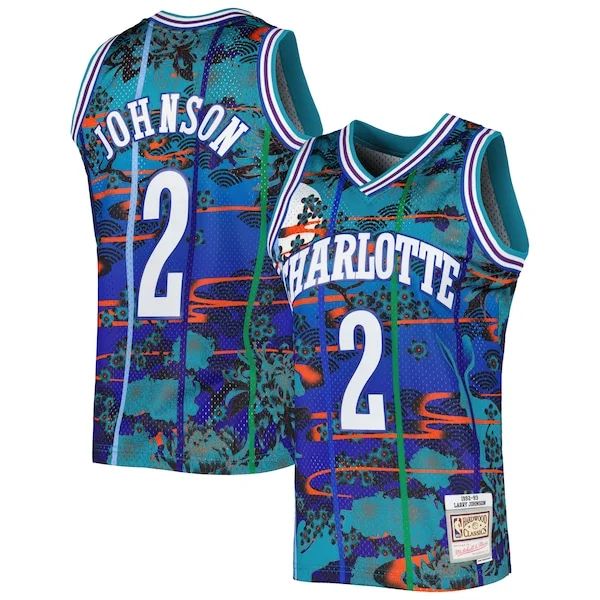 Classico Duraturo Carino Larry Johnson Charlotte Hornets 1992/93 Hardwood Classics Lunar New Year Swingman Jersey Teal