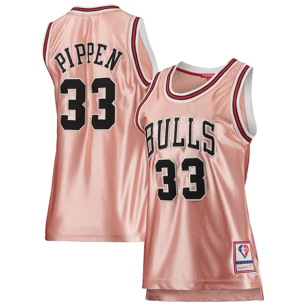 Pratico Duraturo Scottie Pippen Chicago Bulls Women's 75th Anniversary Rose Gold 1997 Swingman Jersey Pink