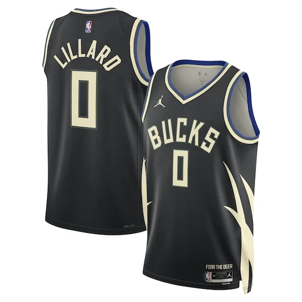 Gorgeous Damian Lillard Milwaukee Bucks Jordan Brand Unisex Swingman Player Jersey Statement Edition Black