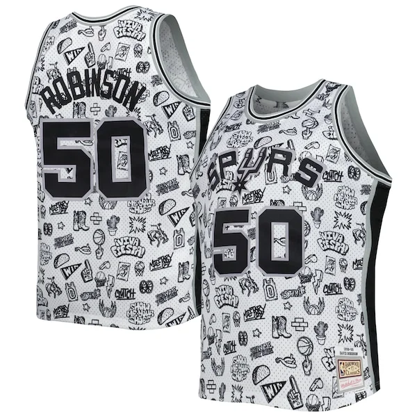 Robusto Delizioso Attraente David Robinson San Antonio Spurs 1998/99 Hardwood Classics Doodle Swingman Player Jersey White