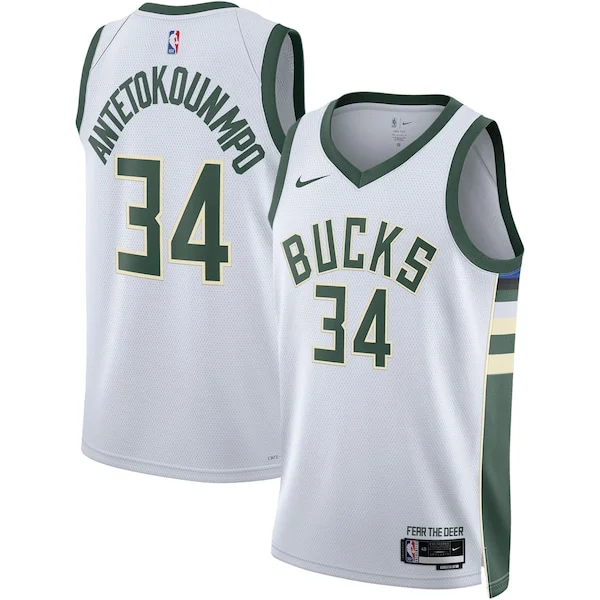 Trendy Bellissimo Raffinato Giannis Antetokounmpo Milwaukee Bucks Nike Unisex Swingman Jersey Association Edition White/Hunter Green