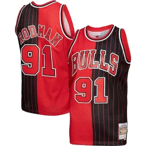 Trendy Ottimo Attraente Dennis Rodman Chicago Bulls Hardwood Classics 1995/96 Split Swingman Jersey Red/Black