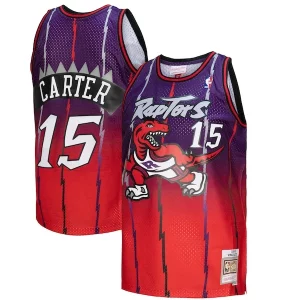 Cool Splendido Vince Carter Toronto Raptors 1998/99 Hardwood Classics Fadeaway Swingman Player Jersey Red/Purple