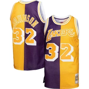 Gorgeous Prestigioso Carino Magic Johnson Los Angeles Lakers Big & Tall Hardwood Classics 1984/85 Split Swingman Jersey Purple/Gold