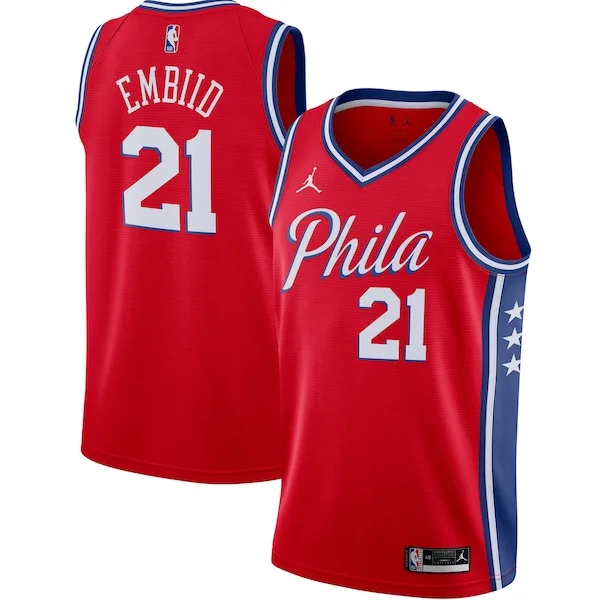 Meraviglioso Eccezionale Joel Embiid Philadelphia 76ers Jordan Brand 2020/21 Swingman Jersey Statement Edition Red