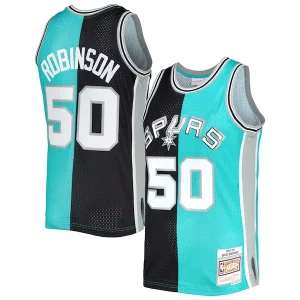 Magnifico Fantastico David Robinson San Antonio Spurs Hardwood Classics 1998/99 Split Swingman Jersey Black/Teal