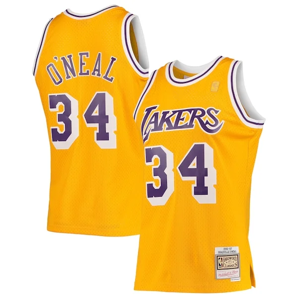 Versatile Shaquille O'Neal Los Angeles Lakers 1996/97 Hardwood Classics Swingman Jersey Gold/Purple/Royal