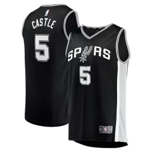 Fascinante Robusto Resistente Stephon Castle San Antonio Spurs 2024 NBA Draft Fast Break Player Jersey Icon Edition Black
