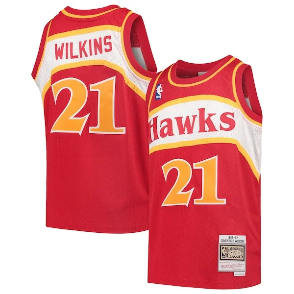 Gorgeous Dominique Wilkins Atlanta Hawks Youth 1986/87 Hardwood Classics Swingman Throwback Jersey Red