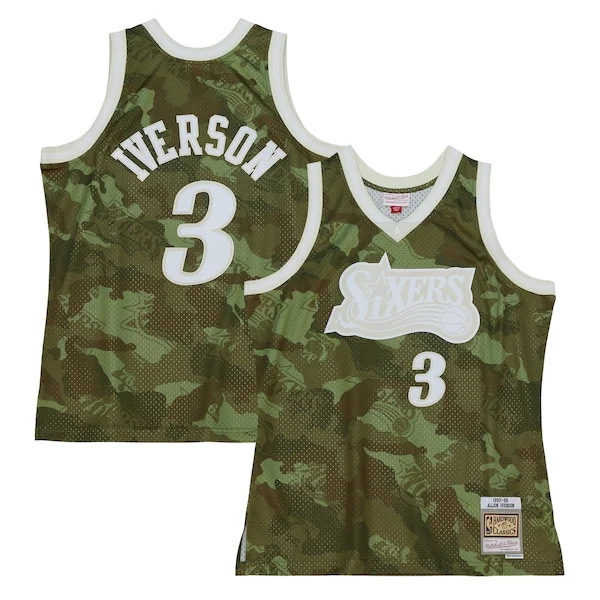 Resistente Comodo Allen Iverson Philadelphia 76ers Hardwood Classics 1997/98 Ghost Green Swingman Jersey Camo