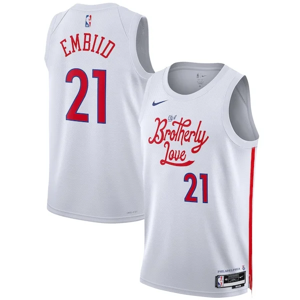 Elegante Trendy Fantastico Joel Embiid Philadelphia 76ers Nike Unisex 2022/23 Swingman Jersey City Edition White