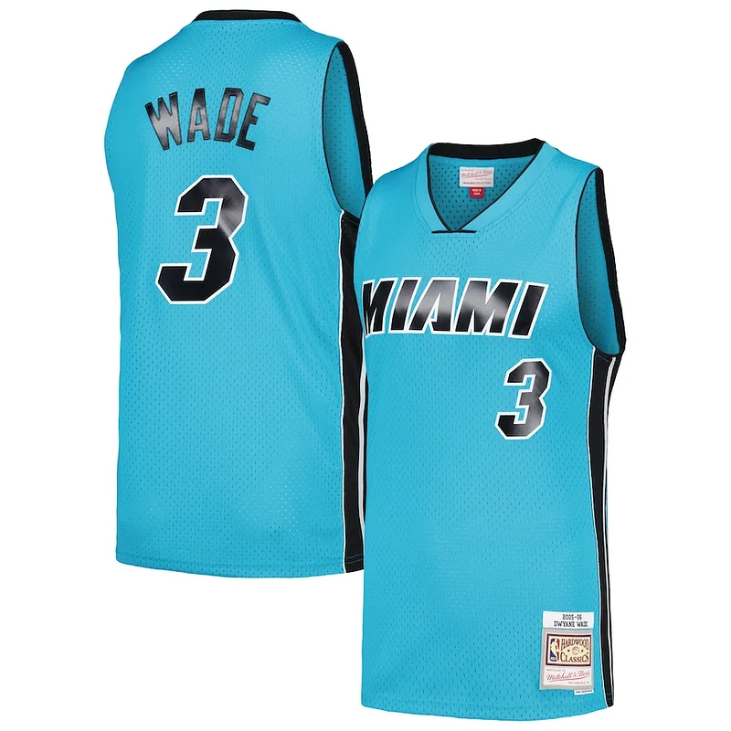 Resistente Dwyane Wade Miami Heat Hardwood Classics 2005/06 Tropical Swingman Jersey Blue